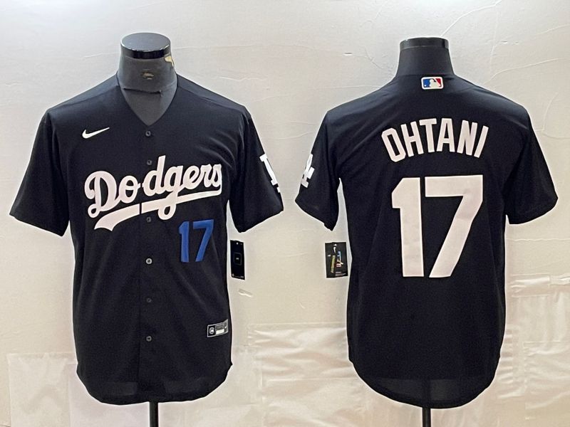 Men Los Angeles Dodgers #17 Ohtani Black Nike Game MLB Jersey style 5->los angeles dodgers->MLB Jersey